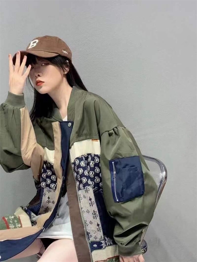 拼色毛线棒球服，其它，AF/初沫