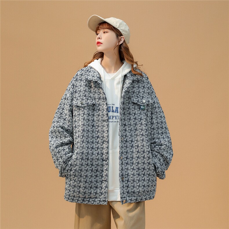 春秋季胖mm小香风夹克外套中性女装大码服装图片