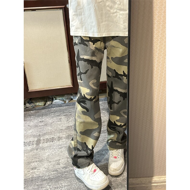 【有货】迷彩工装裤阔腿美式复古hiphop裤子高街直筒8265LL-特P48,男装工装外套,星座1007（原301D）