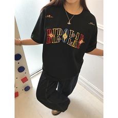 网图有货夏季民族图腾锁链刺绣宽松短袖t恤男女情侣上衣A506-P35，男装T恤，星座1505