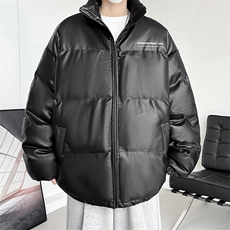 冬季字母印花皮棉衣男立领加厚男士棉服潮流棉袄A266-PY2101-P80，男装棉衣，电商A266