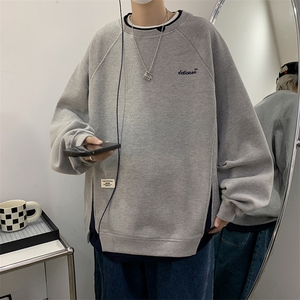 假两件卫衣男春秋季2024新款美式休闲刺绣宽松撞色拼接W021/P48图片