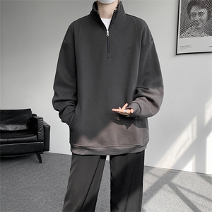 8XL-M重磅软糯美式半拉链立领卫衣男秋宽松大码复古POLO衫WY32P58图片