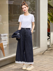 牛仔套装女2025夏季新款韩系小香风蕾丝无袖背心九分裤穿搭一整套，女装套装/套裙，贵人树