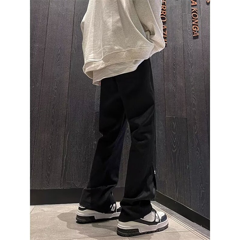 男款春秋季简约排扣休闲宽松牛仔裤工装裤男美式高街裤子WH91/P58,男装牛仔裤,星座506