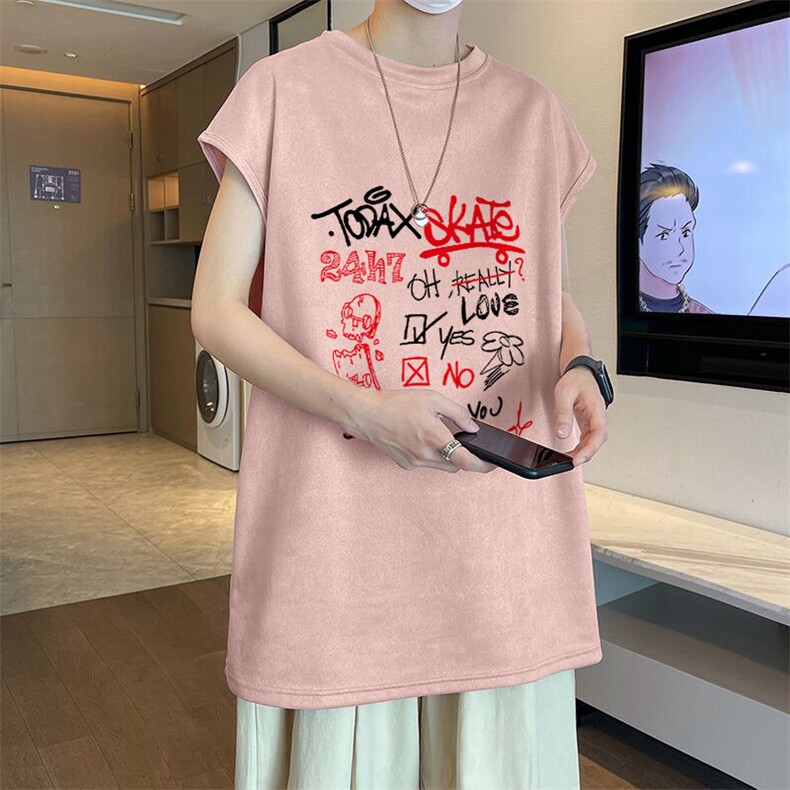 可设48小时发货支持抖音得物来样二开240克重磅美式麂皮绒背心t恤,男装背心/马甲,电商A486