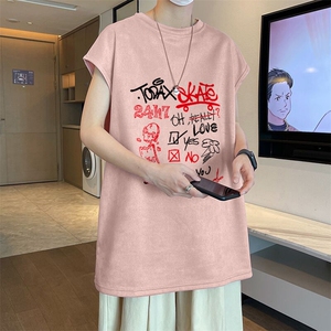 可设48小时发货支持抖音得物来样二开240克重磅美式麂皮绒背心t恤图片