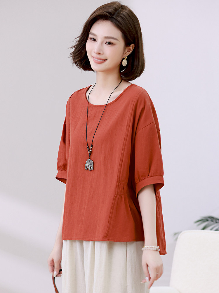 纯棉t恤女夏短袖2024新款款式大码洋气显瘦上衣图片
