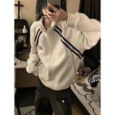 美式复古连帽卫衣男女秋季2025新款开衫外套常规款P53加绒款P58，女装短外套，四季星座505