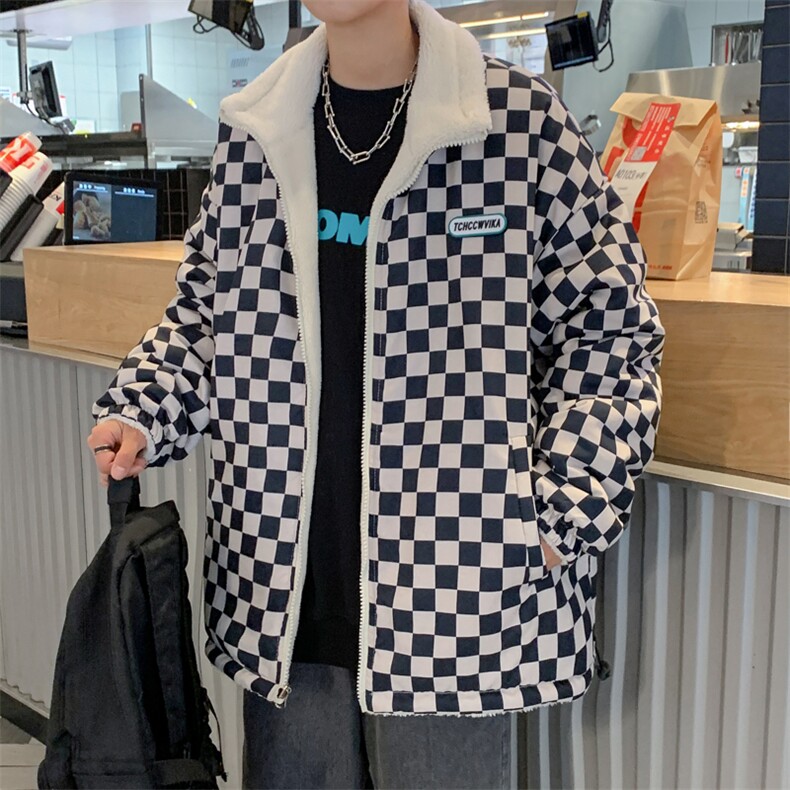 得物羊羔毛立领加棉两面穿毛巾绣情侣外套棉衣面包服,男装棉衣,星座301D-4(原星座1004-4）