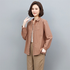 2025年春秋装新款潮小格子衬衫宽松显瘦韩版气质百搭衬衣女减龄，女装衬衫，独衣靓