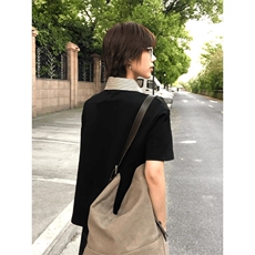 得物抖音高品质二开夏季美式潮牌假两件格子衬衫翻领高街短袖T恤，男装T恤，电商A486
