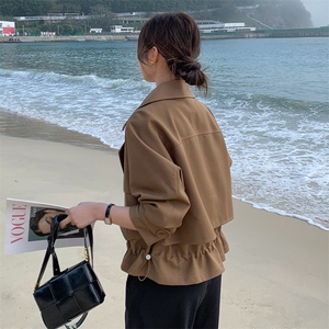 韩版宽松休闲百搭显瘦短款风衣外套女春款2D075 (P145-K200)图片