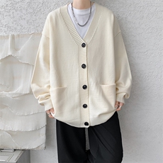 8XL-M大码V领开衫毛衣外套男日系复古宽松慵懒风针织衫KS002p55，男装针织衫/毛衣，电商B312