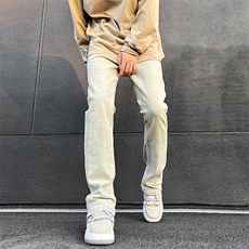 阔腿牛仔裤男宽松学生显瘦春夏高腰设计感ins直筒长裤潮YD754-P50，男装牛仔裤，电商A178