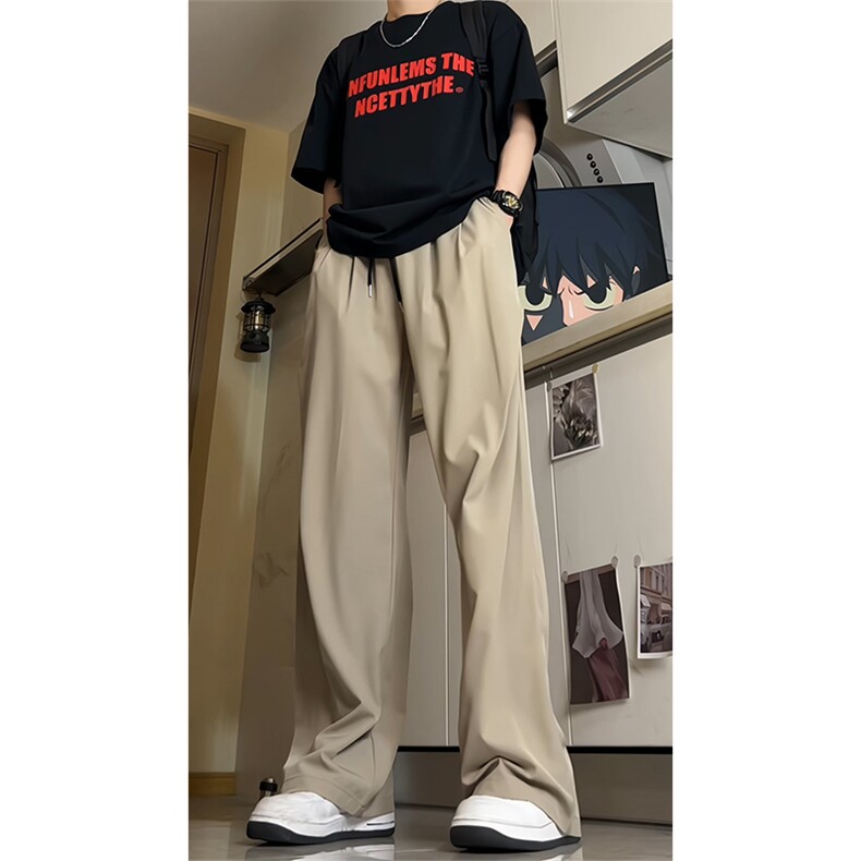 主推量大供视频薄款垂感冰丝西裤褶皱直筒山本裤A462特P35控58,男装西裤,电商A309