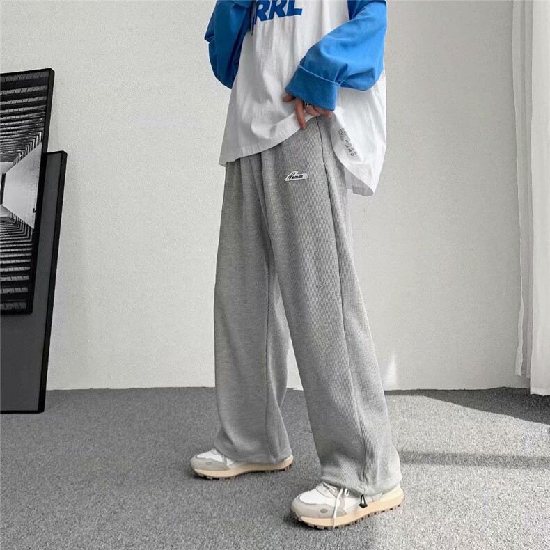 华夫格休闲裤子高街ins潮牌痞帅九分裤K1501P30,男装休闲裤,星座1116-2