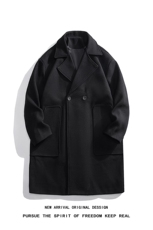 N9108/P100秋冬新款中长款双排扣毛呢大衣松呢子外套呢料大衣风衣，男装风衣，电商A141