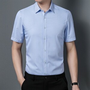 新款2023夏季男装上衣休闲百搭短袖宽松衬衫男士衬衣潮流图片