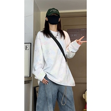 美式重磅扎染满天星长袖T恤男女同款潮高街宽松卫衣W4680-特价P50，男装T恤，电商A007