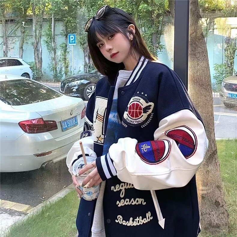 美式棒球服外套女潮秋冬季新款宽松百搭潮夹克JK781-P65,男装夹克,星座208-5