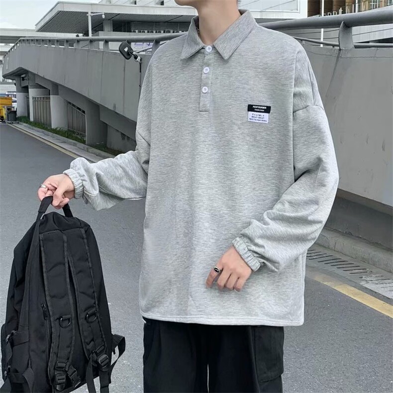 新款翻领卫衣2021新款嘻哈套头上衣ins潮流长袖polo衫W1860-P35,男装卫衣,星座512-4