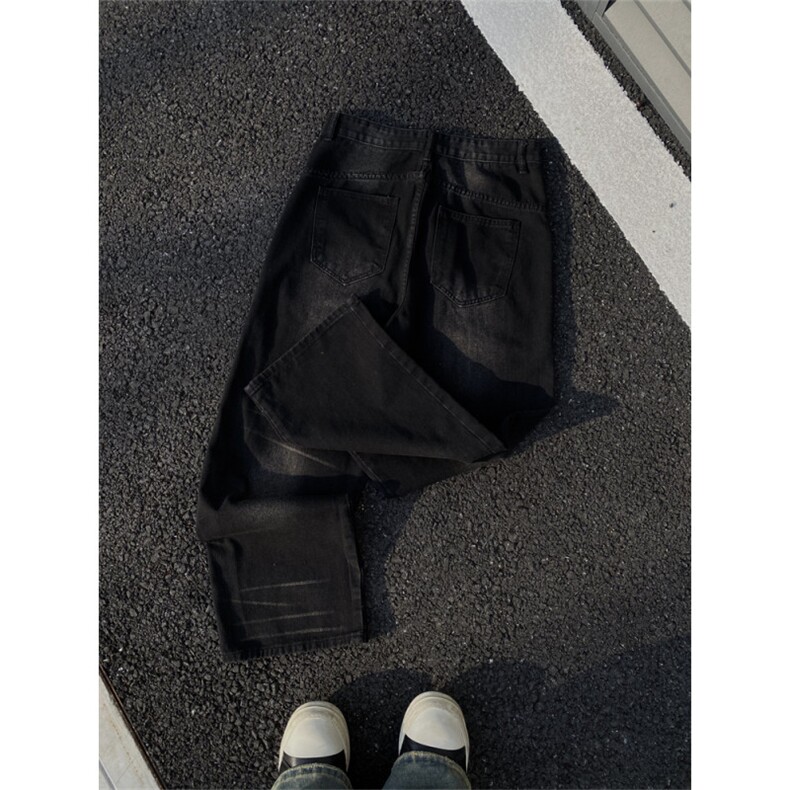 2024/cleanfit烟灰色直筒做旧阔腿牛仔裤1005-3-SGT01-P65控88,男装牛仔裤,星座1005-3