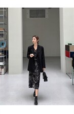 秋季新款韩版修身淑女气质高雅时尚连衣裙，女装连衣裙，荷塘月色