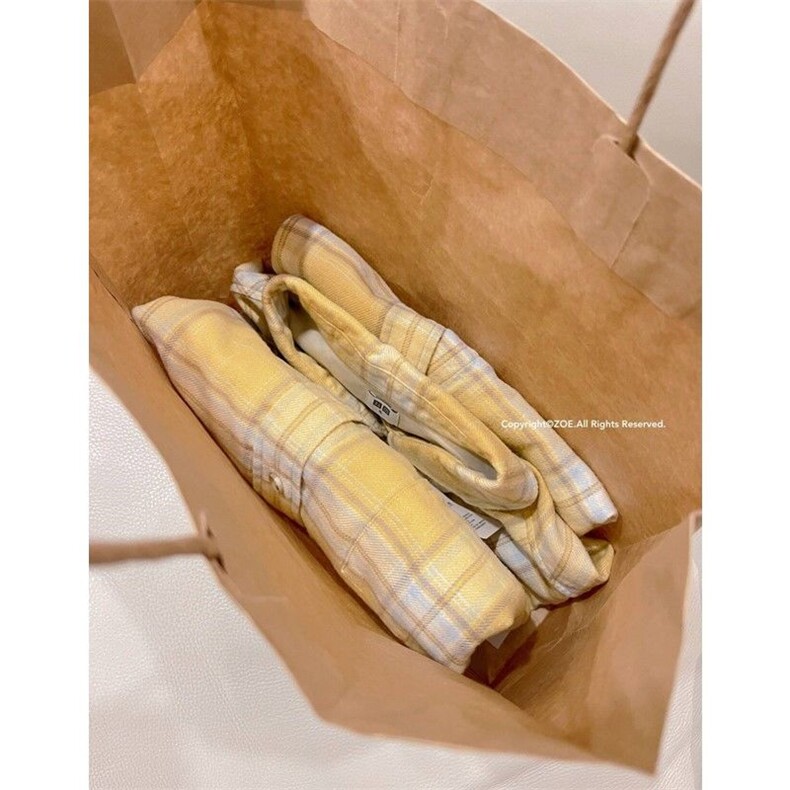 TC671-p45黄色纯棉格子衬衫女内搭叠穿打底上衣,女装衬衫,星座617A-2
