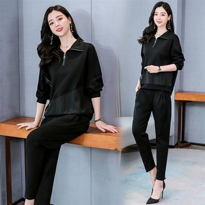 名媛夏季2025年新款大码显瘦运动洋气休闲时尚两件套哈伦裤套装女图片