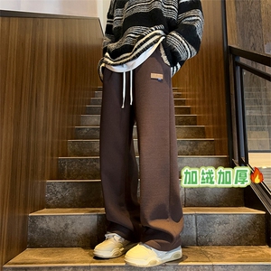 DD2195-TP40控价58 冬季港风贴标宽松长裤羊羔绒华夫格保暖休闲裤图片