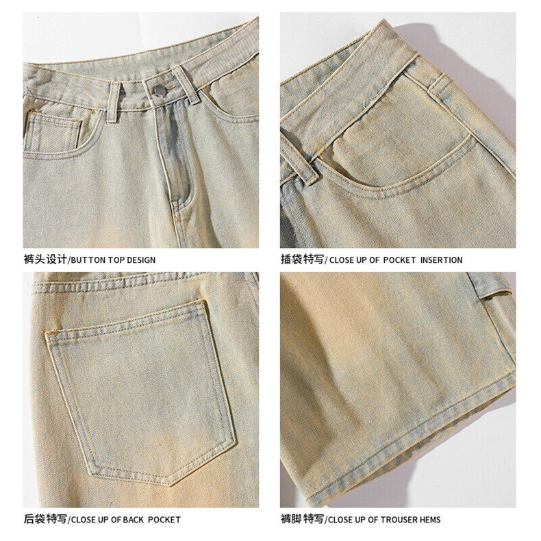 2025夏季新款港风白底大码美式拉链牛仔短裤M-5XGK23305-特P30,男装牛仔裤,电商A022