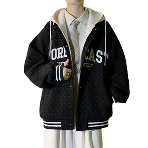 假两件连帽棒球服男潮牌潮流休闲宽松bf风百搭外套JK0272-P95图片