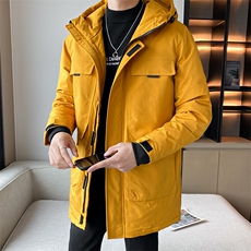有版权长款修身连帽时尚户外工装纯色团体团建情侣学生羽绒服，男装羽绒服，星座301D-5(原星座1415）