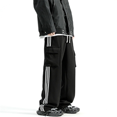 现货320克华棉直播三条杠卫裤男女同款针织运动休闲裤K805，男装休闲裤，电商B327