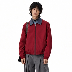 现货老钱风格纹拼接棒球服外套男秋季miu系宽松假两件工装夹克，男装夹克，电商C307