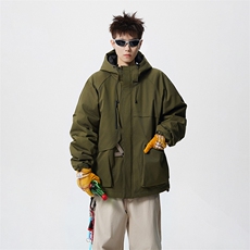 现货5W件冬季三防美式boxy解构连帽雪山冲锋衣棉衣男女棉服厚外套，男装夹克，电商A486