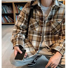 WT169-P47百搭慵懒流行潮流时尚气质秋冬新款毛呢衬衫，男装衬衫，电商B323A