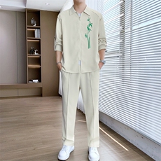 新中式刺绣长袖长裤时尚休闲两件套装，男装休闲套装，星座1206（原A206）