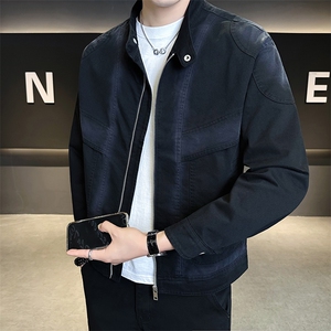 6517-M-3XL-P135店主风秋季翻领立领男士渐变休闲百搭夹克外套图片