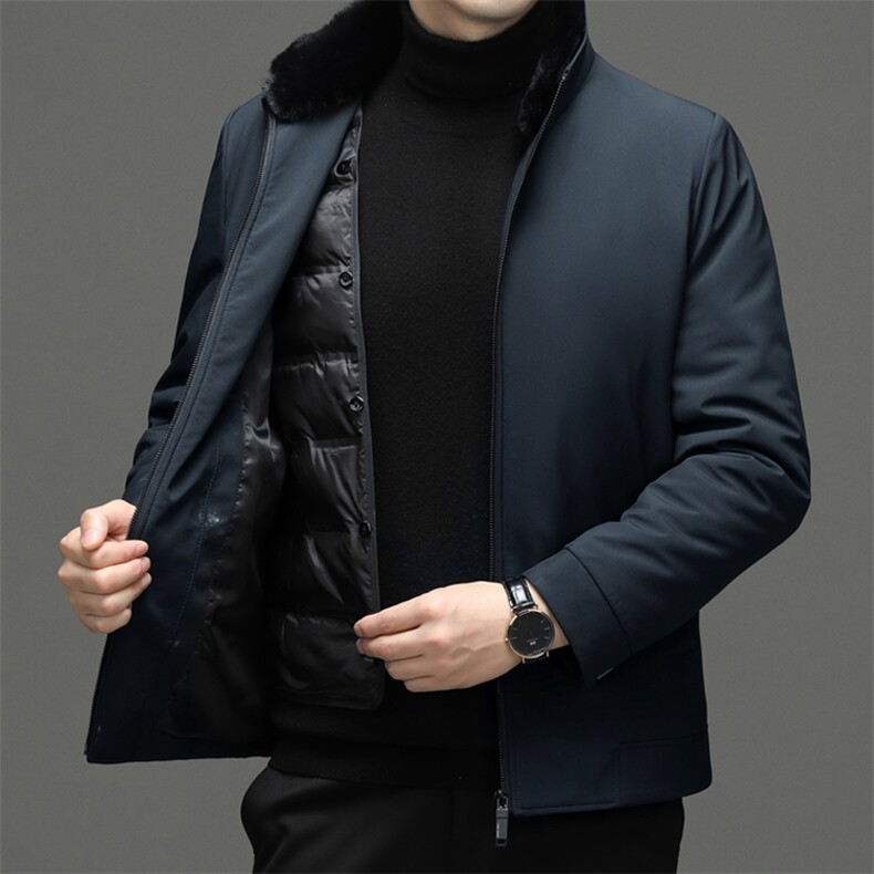 羽绒服男2023冬季新款中年男士商务休闲上衣可脱卸内胆保暖外套图片