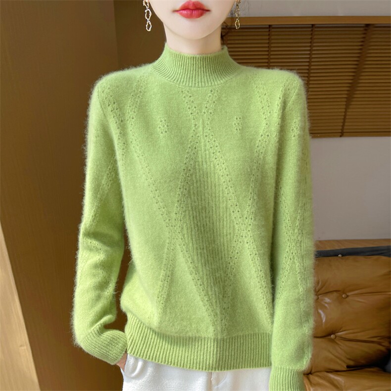七针加厚一线大菱形镂空女士羊毛衫秋冬保暖,女装羊毛衫,暖娇绒
