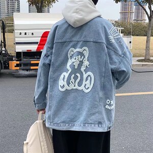 男秋冬新款牛仔夹克外套卡通印花JK004P70图片