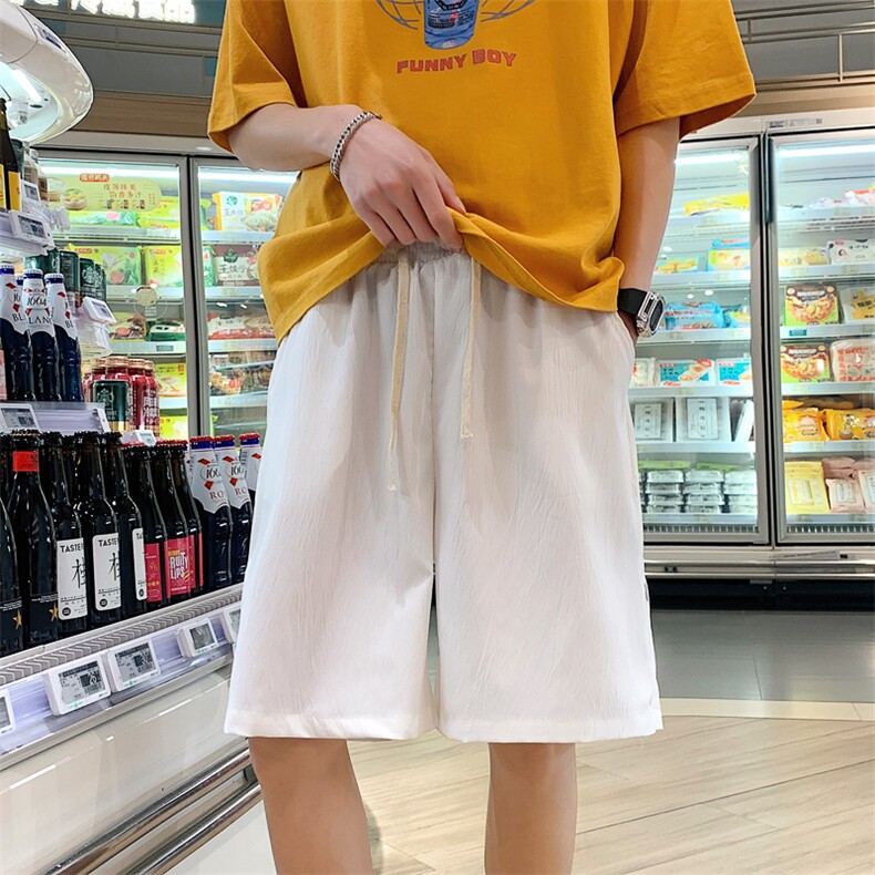 DSA028-KBDK06P25100聚酯夏季新款运动裤宽松麻料冰丝休闲短裤,男装休闲裤,电商A028