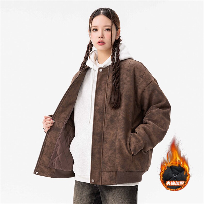 冬季男士棉衣麂皮绒夹棉飞行夹克加厚棒球领外套，男装夹克，星座1206（原A206）