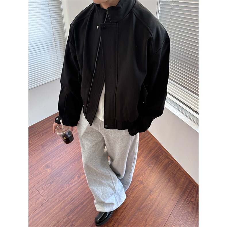 秋冬款+老钱风cleanfit净版双层廓形立领夹克外套W1330/P80,男装夹克,电商B350