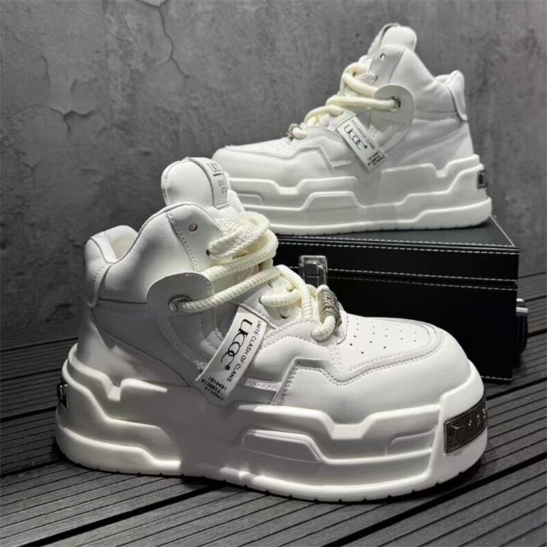 秋冬新款小白鞋男时尚厚底增高板鞋潮男休闲鞋，男鞋靴子，星座1407-6