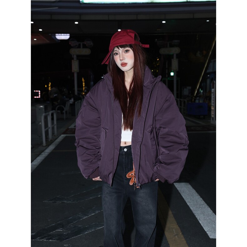 美式街头白鸭绒三防立领羽绒服男女潮牌短宽保暖外套JK6048,男装羽绒服,星座516A