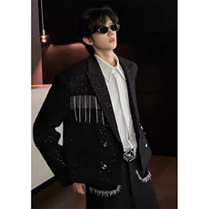 春秋季小众炸街设计流苏小西装男ins韩版垫肩短款小西装XZ120，男装西服套装，星座1116A（原606A-3）