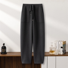 2025秋冬新款百搭女士密针斜纹加厚外兜裤，男装休闲裤，台绒羊绒